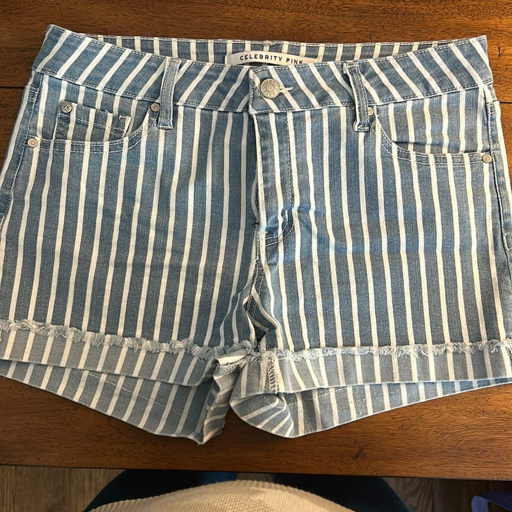 Celebrity pink jean shorts